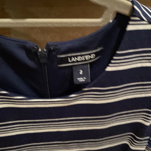 Lands End Blue White Navy Striped midi dress preppy nautical spring summer Sz 2 - Picture 10 of 11
